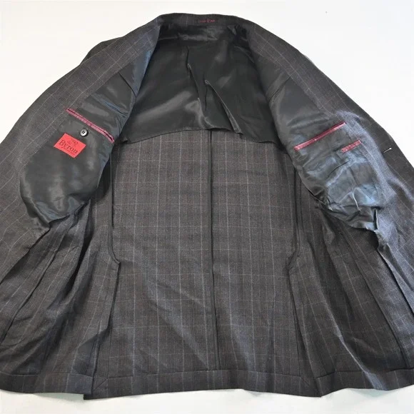 Byron 42R Gray Plaid Dover 100% Wool Mens Blazer Suit Jacket Sport Coat - Picture 6 of 12